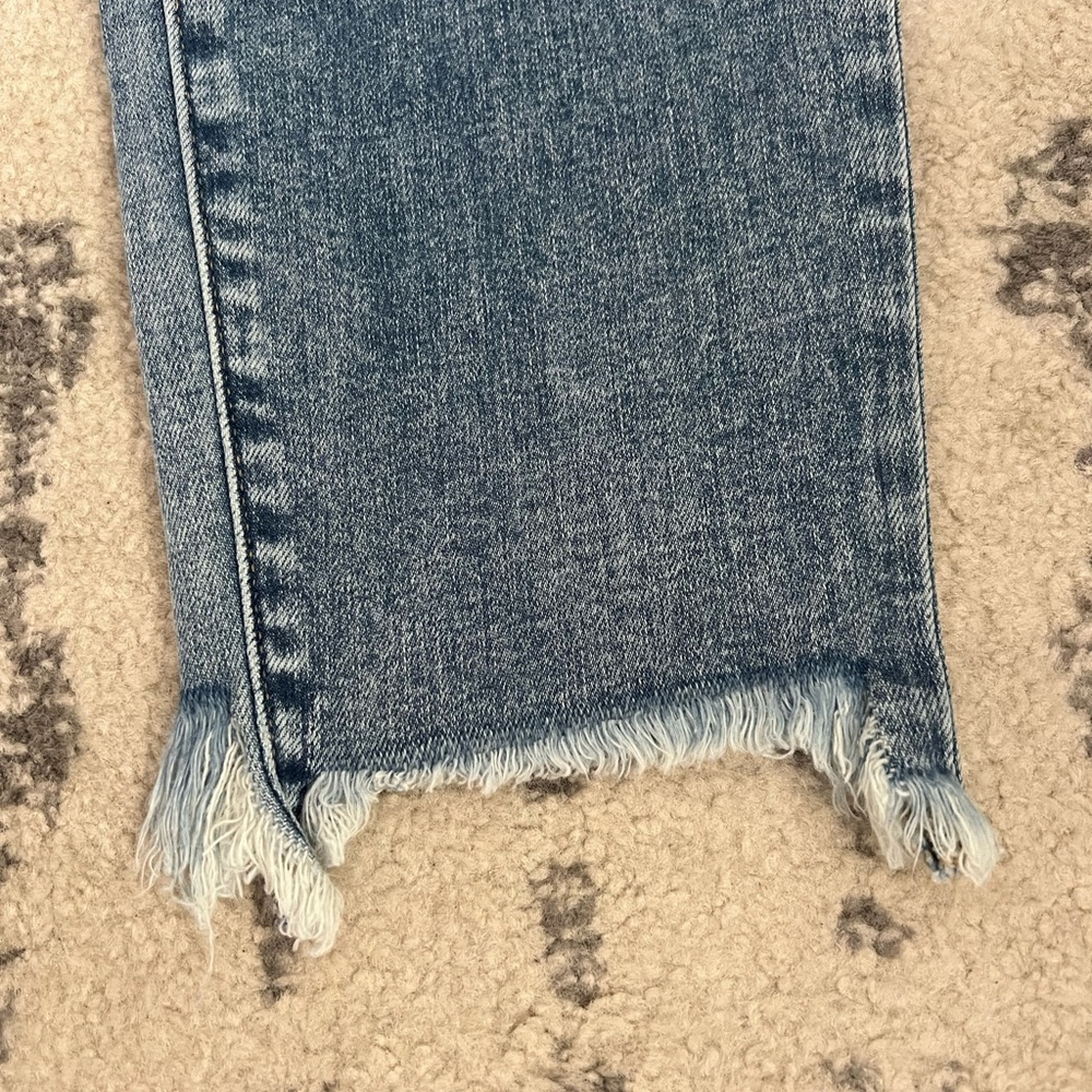 LOFT Tall Curvy Chewed Hem High Rise Skinny Jeans in Authentic Indigo - Picture 4 of 4